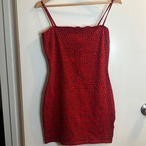 Red animal print dress